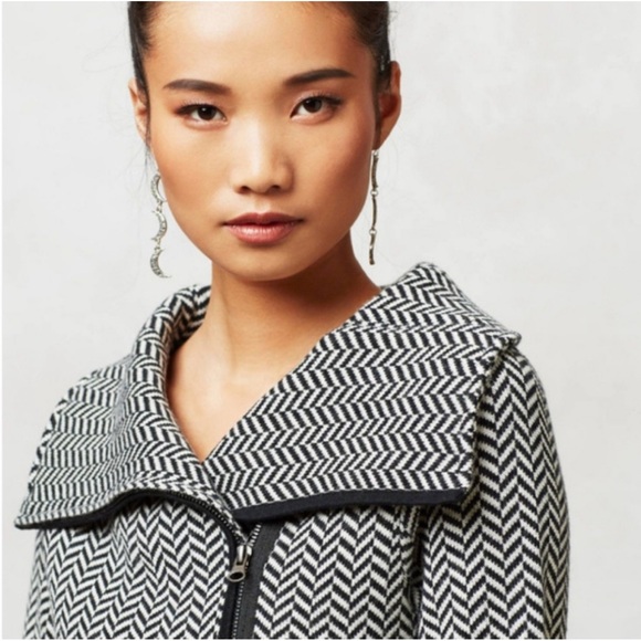 Anthropologie Sparrow Moto Sweater Jacket Size Medium Cotton Wool Blend - Picture 3 of 6